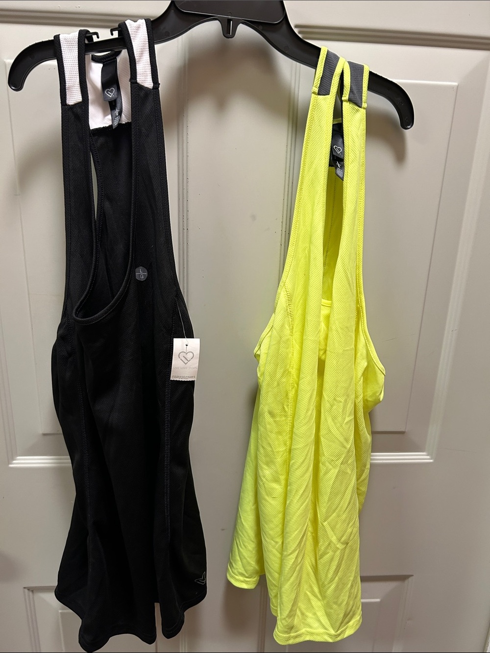 Aeropostale Live Love Dream Set of 2 Black and Neon Yellow Racerback Tanks